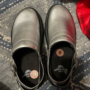 Dr Martens Laketen Silver Leather Slingback Platform Clogs Men’s 8 Women's 9